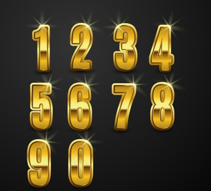 金色数字艺术字图片ai矢量模版下载