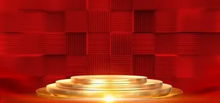 红色立体渐变展台颁奖企业年会图片