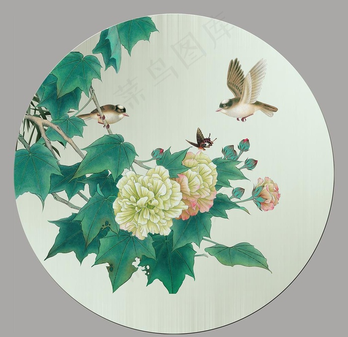 工笔花鸟画图片(7087X7087(DPI:300))psd模版下载
