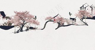 山水墨画 古风 水墨 江南水乡图片