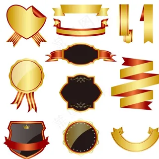 勋章奖牌绶带丝带奖章矢量素材图片