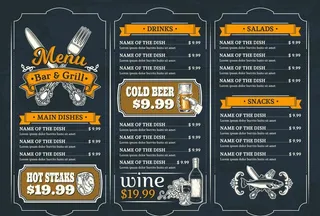 酒吧西餐厅菜单设计图片