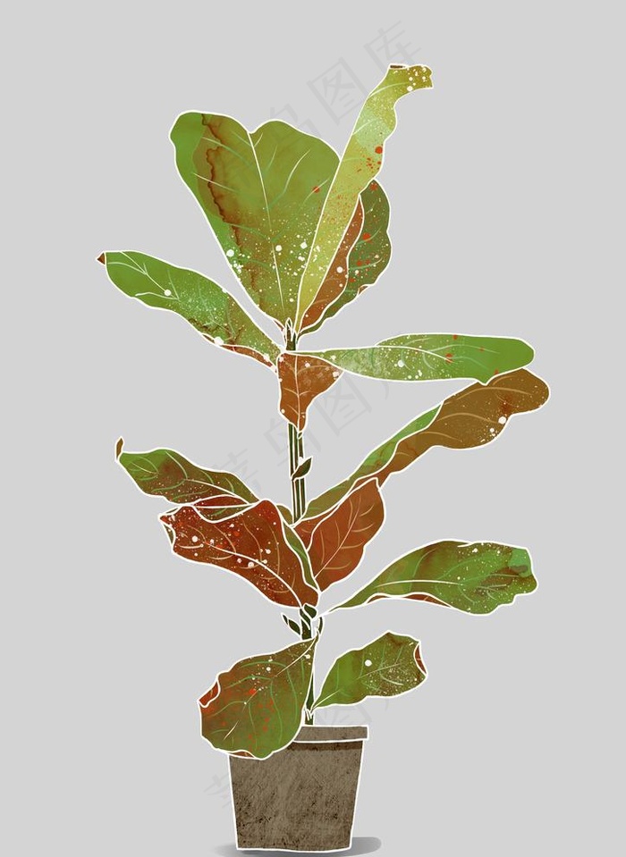北欧风格植物手绘分层psd图片(3507X4960(DPI:300))psd模版下载