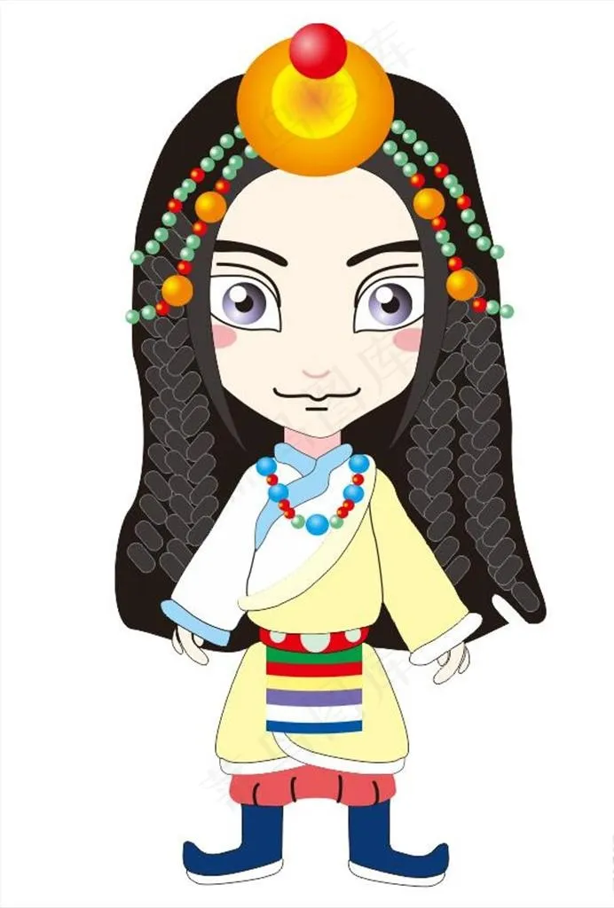 卡通藏族少女图片cdr矢量模版下载
