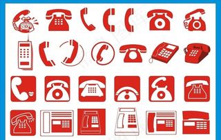 电话标识 红色 卡通 矢量图图片