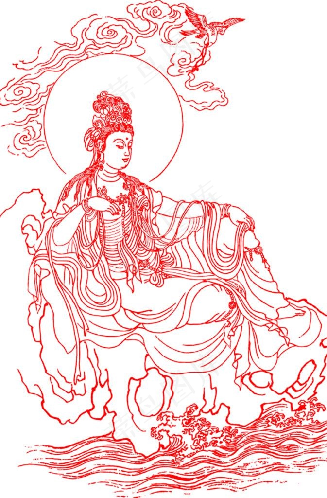 观音图片ai矢量模版下载