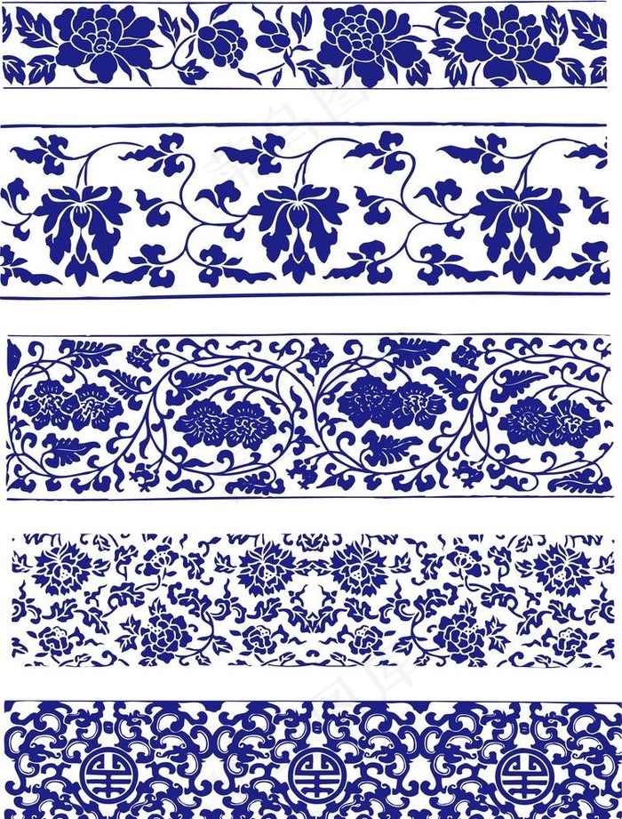 矢量青花瓷花纹背景底纹图片