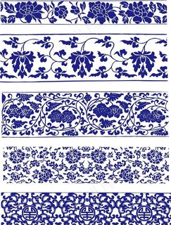 矢量青花瓷花纹背景底纹图片