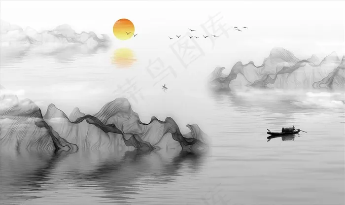 中国风水墨山水国画图片