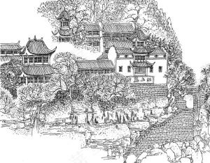 中国风线条白描国画图片