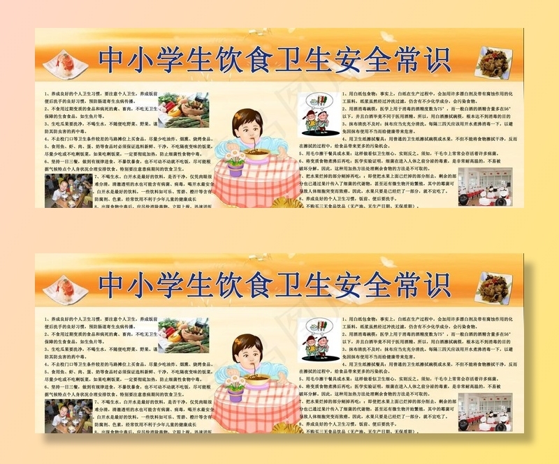 中小学生饮食卫生安全常识展板图片