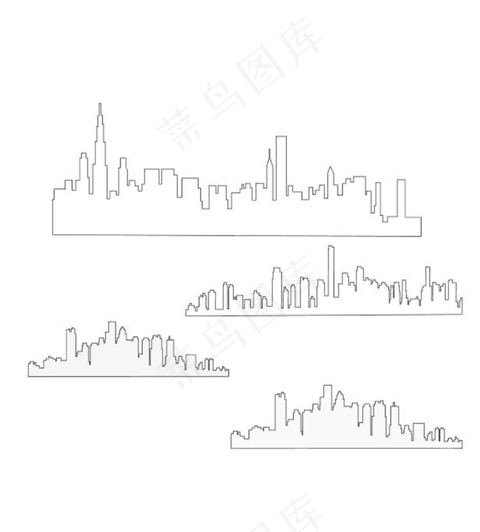 建筑剪影图片ai矢量模版下载