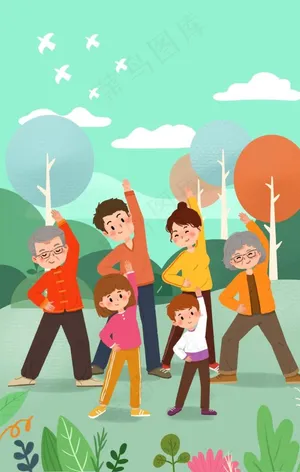 公园健身锻炼清新插画背景图片