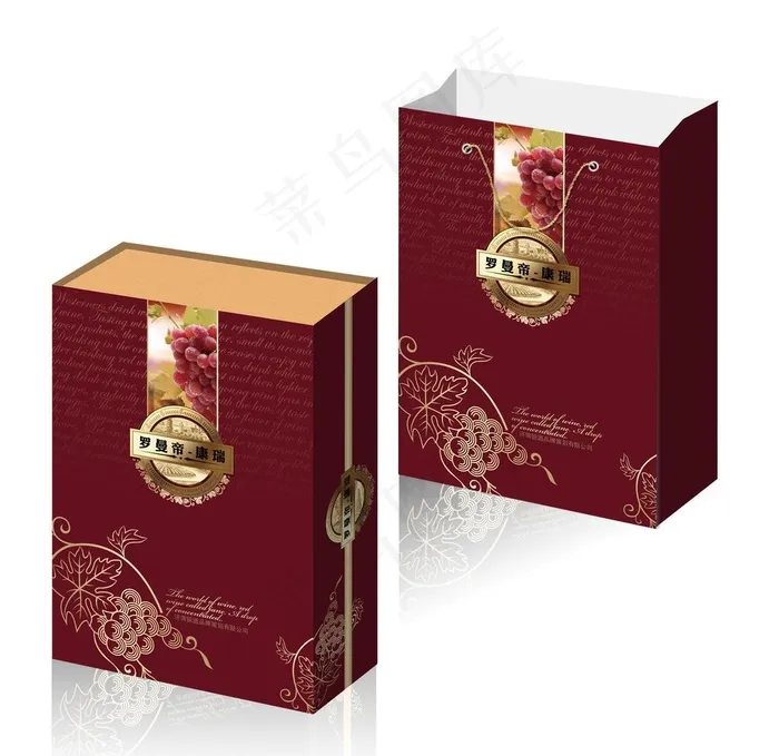 葡萄酒 包装设计展开图图片(4193X5551(DPI:300))psd模版下载