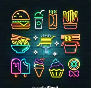 美食霓虹灯图片