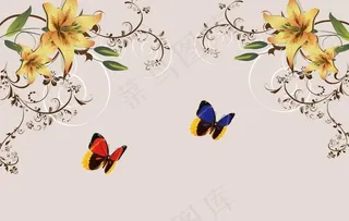蝴蝶简约背景墙图片