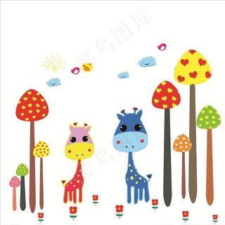 卡通幼儿园墙贴图片