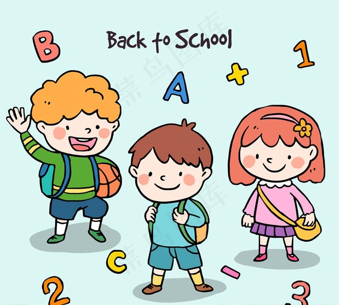 矢量小学生小孩图片ai矢量模版下载