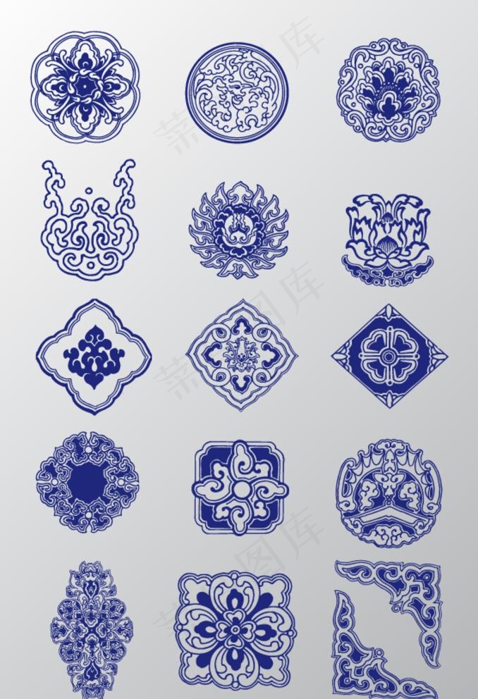 瓷器花纹图片ai矢量模版下载