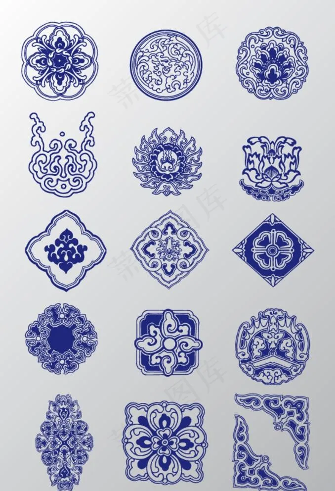 瓷器花纹图片ai矢量模版下载