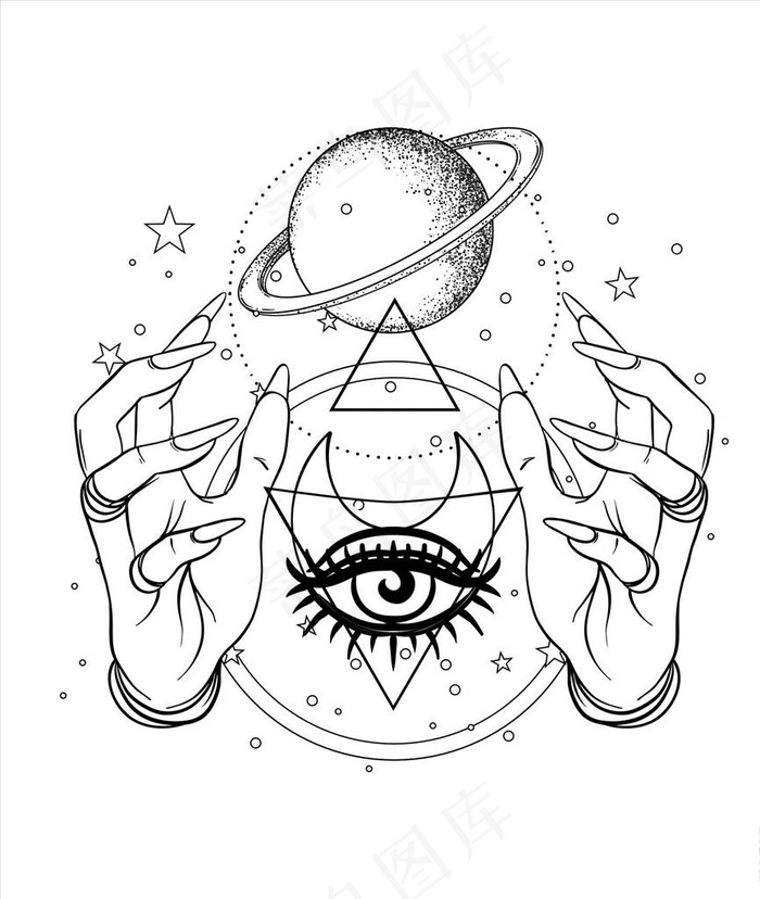 星座塔罗占卜矢量图下载图片