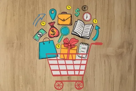 彩绘购物车图片