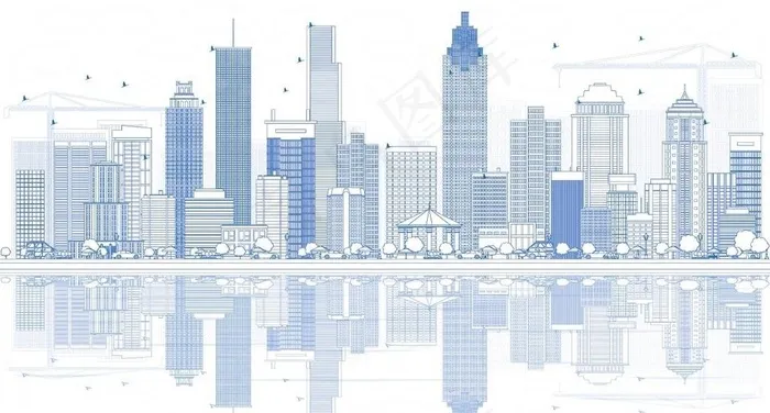城市建筑轮廓图片eps,ai矢量模版下载