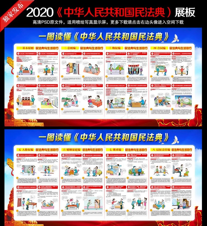 解读民法典 民法典图片(7087X3543(DPI:300))psd模版下载