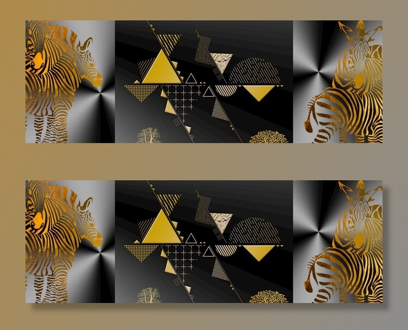 新中式几何三角形金箔斑马装饰画图片(12598X4724(DPI:200))psd模版下载