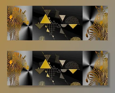 新中式几何三角形金箔斑马装饰画图片 新中式几何三角形金箔斑马装饰画图片