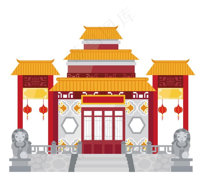 古代城门 院门 大宅门图片eps,ai矢量模版下载
