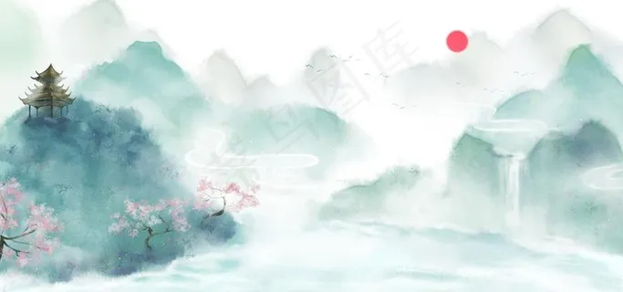 水墨山水背景图片 水墨山水背景图片