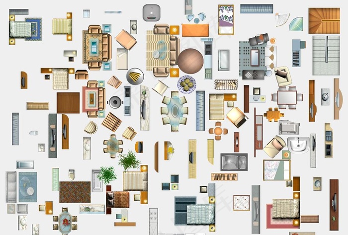 户型渲染素材图片