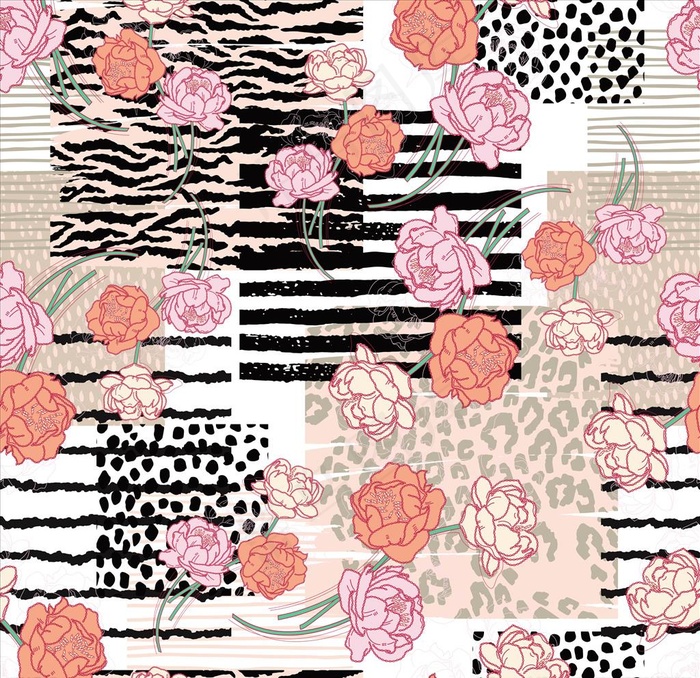 几何花卉小碎花女装花型图片