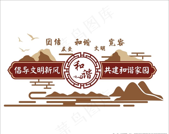 和谐社区家园文化墙图片cdr矢量模版下载