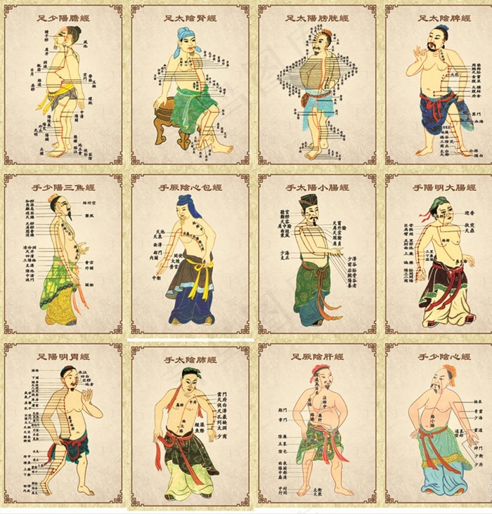 十二经络图图片(1575X2100(DPI:200))psd模版下载