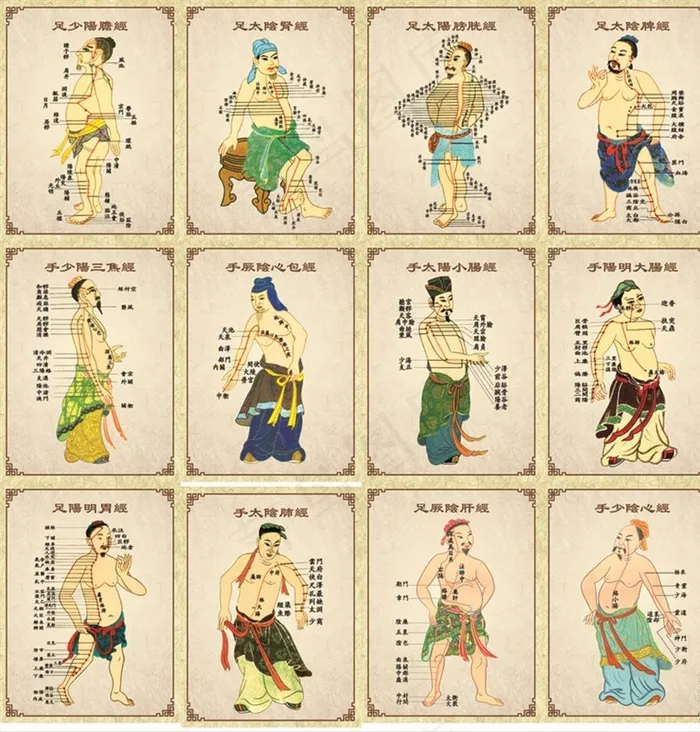 十二经络图图片(1575X2100(DPI:200))psd模版下载