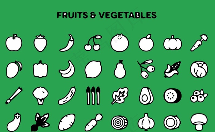 果蔬简笔图片ai矢量模版下载