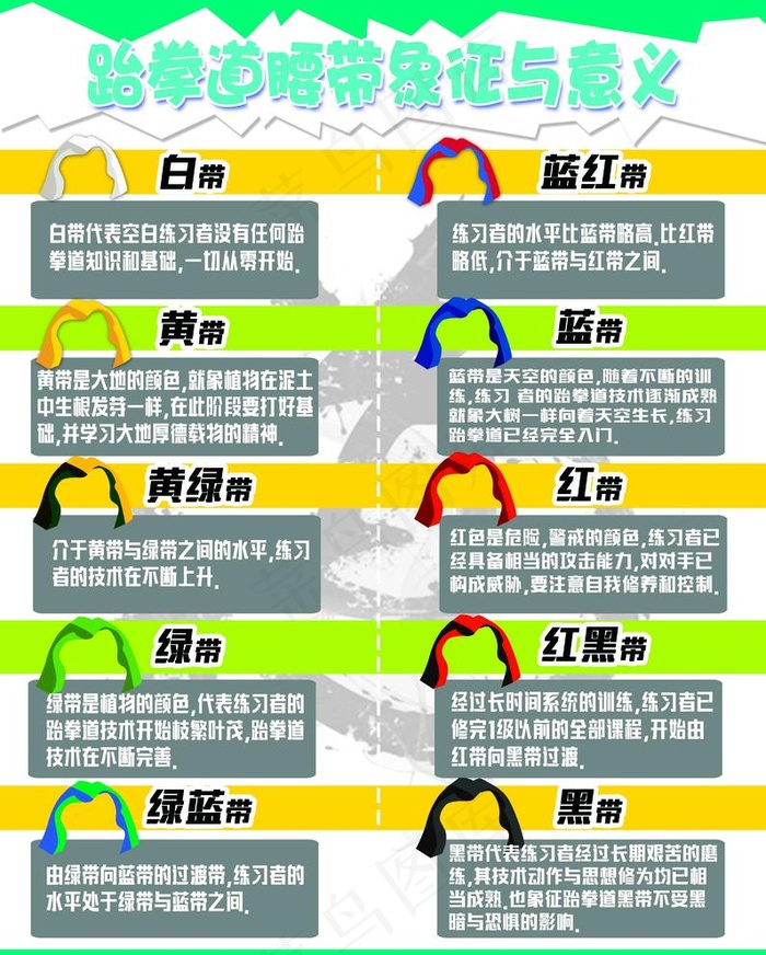 跆拳道腰带展板图片