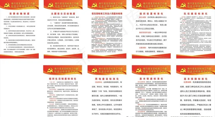 党建版面党支部八项标准工作法图片cdr矢量模版下载
