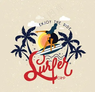 创意海上 冲浪女子图片