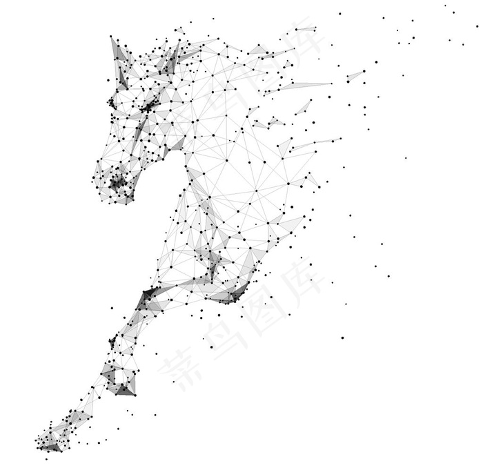 粒子马剪影矢量AI文件图片