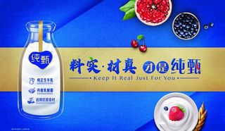 纯甄海报 蒙牛 料实材真 蓝莓图片