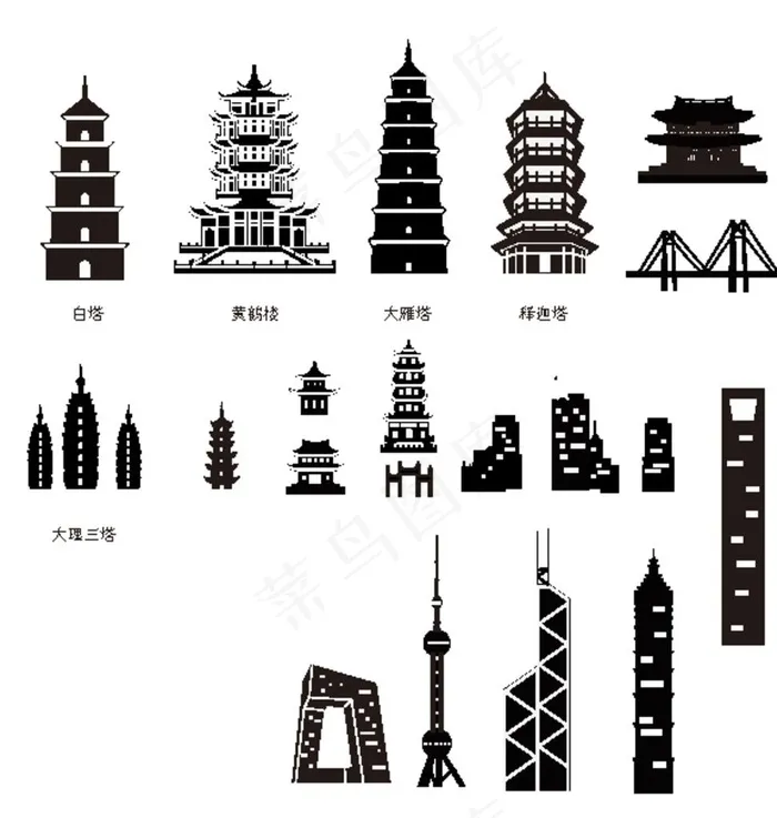 中国建筑塔矢量图片ai矢量模版下载