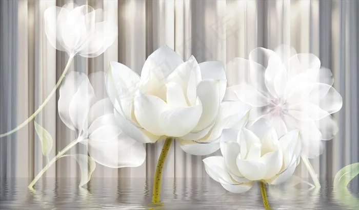 荷花 背景墙图片(9071X5669(DPI:72))psd模版下载