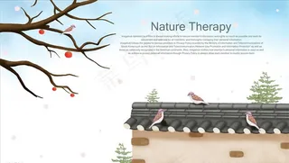 手绘树枝屋檐小鸟海报图片