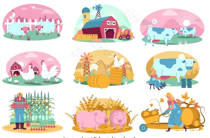 9组彩色 农场场景图片