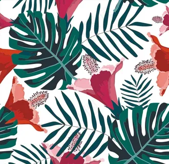 植物花卉树叶四方连续底纹图片