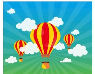 蓝天白云热气球图片