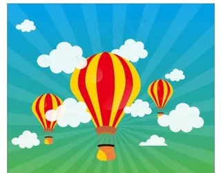 蓝天白云热气球图片